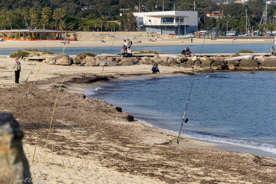 Surfcasting sur la plage de la Ferrière à Bormes les Mimosas, mars 2022