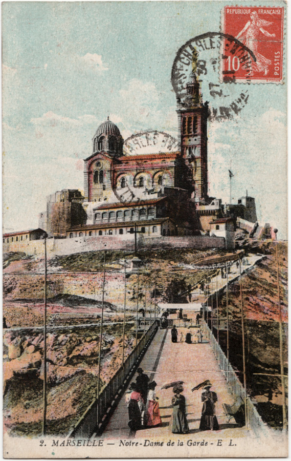 2. MARSEILLE - Notre-Dame de la Garde - E L. Cachet de la poste 1921
