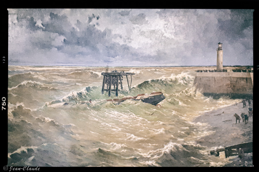 Naufrage du Stream boat l'Angers près des jetées de Dieppe - Théodore de Broutelles 1899