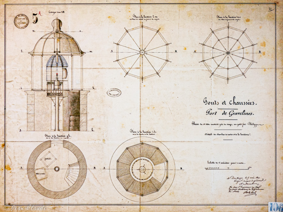 Plan de la 1ere lentille placée dans la lanterne en 1843 - Musée du phare de Gravelines