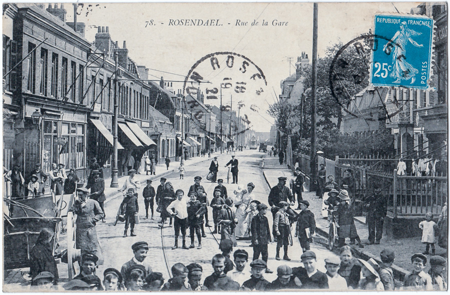 78. – ROSENDAEL. – Rue de la Gare – C.A.R., cachet de la poste 1921.