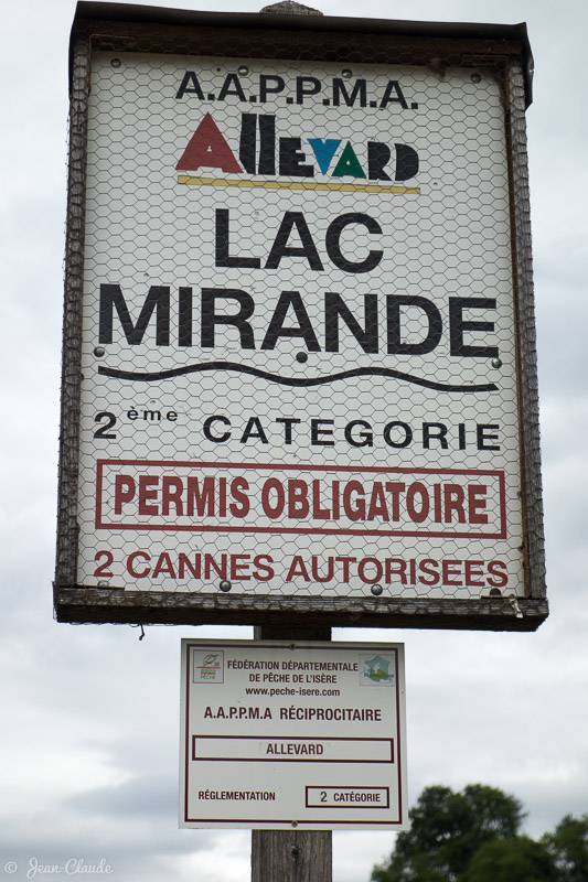 Panneau de pêche en 2ème catégorie au Lac de la Mirande. - Allevard ,2016