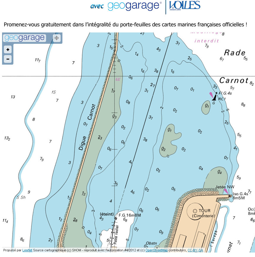 Carte marine : la digue Carnot