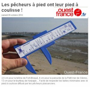 Pied à coulisse pour mesurer coquillage et crustacés - Ouest-France le 9 octobre 2010