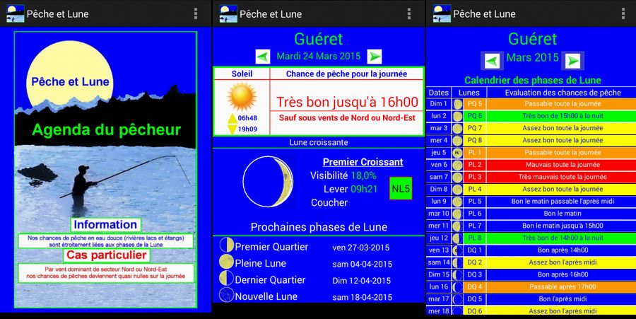 peche et lune - application portable