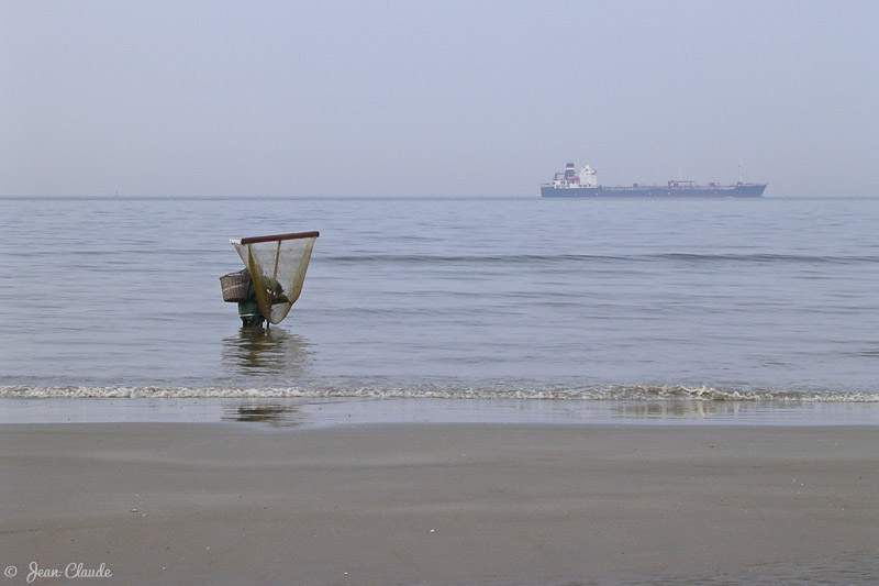 Pêcheur de crevettes grises au Braek, 2004