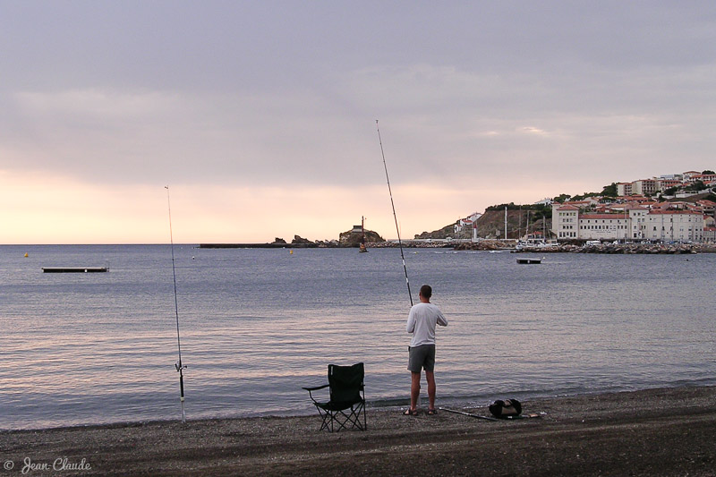 Surfcasting sur la plage centrale de Banyuls-sur-Mer, 2009