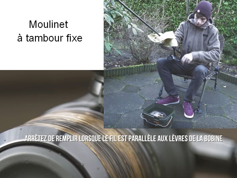 Remplir un moulinet à tambour fixe. - Image vidéo Youtube