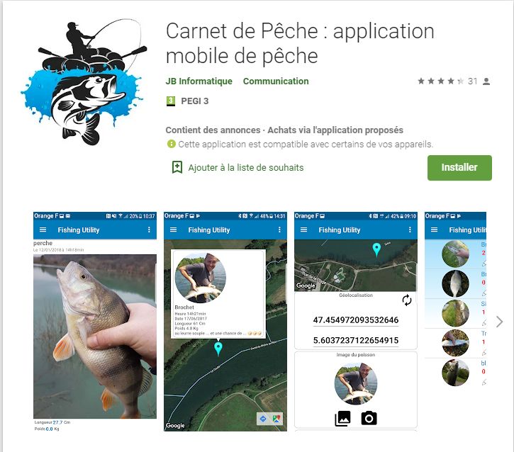 Un carnet de pêche pour mobile