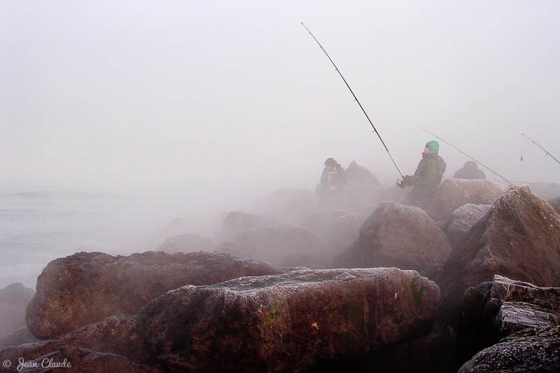 Pêche à la sortie des eaux chaudes en hiver. Gravelines, 2004