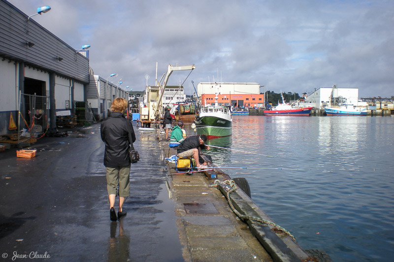 Douarnenez - Pêche du bord sur le quai, Port du Rosmeur, 2008