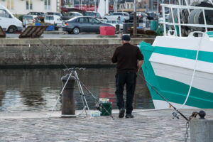 Pêche sur les quais du port de pêche à Honfleur, 2018