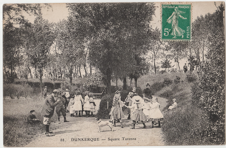 88 Dunkerque - Square Turenne (Hélio. E. Le Deley, Paris) - cachet de la poste 1911