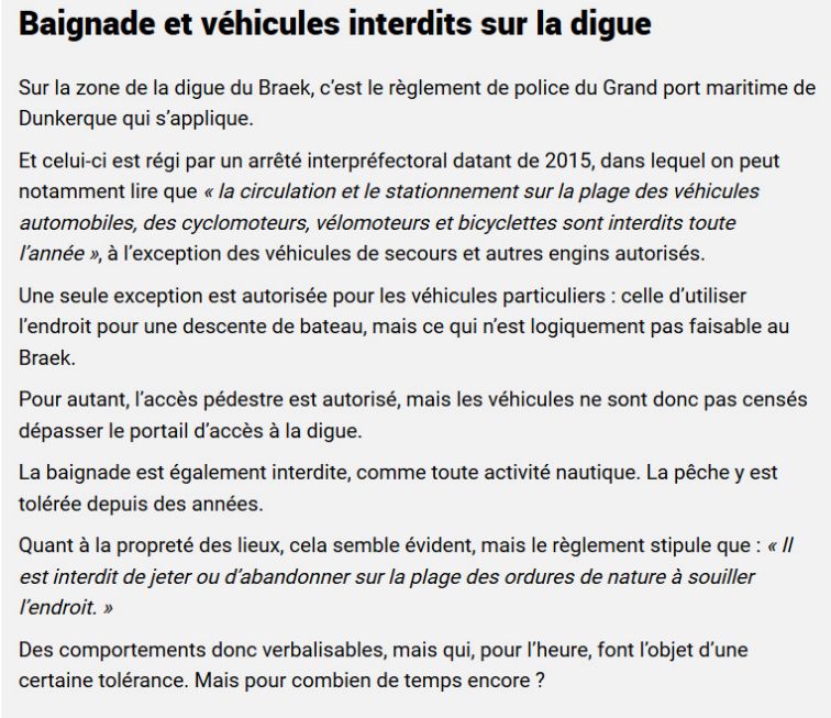 Règles au Braek - Extrait article 28/08/2020 sur www.lepharedunkerquois.fr