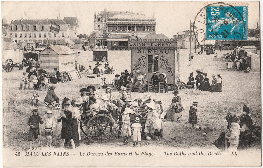 46 MALO LES BAINS - Le Bureau des Bains et la Plage. - The Baths and the Beach. - LL - cachet de la poste 1921