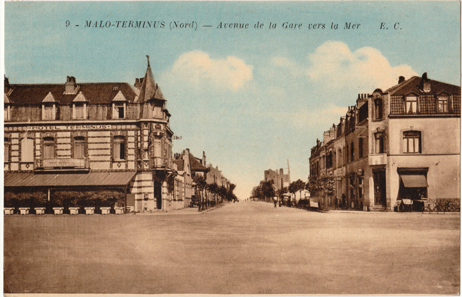 9 - MALO-TERMINUS (Nord) - Avenue de la Gare vers la Mer E.C., Cachet de la poste 1954