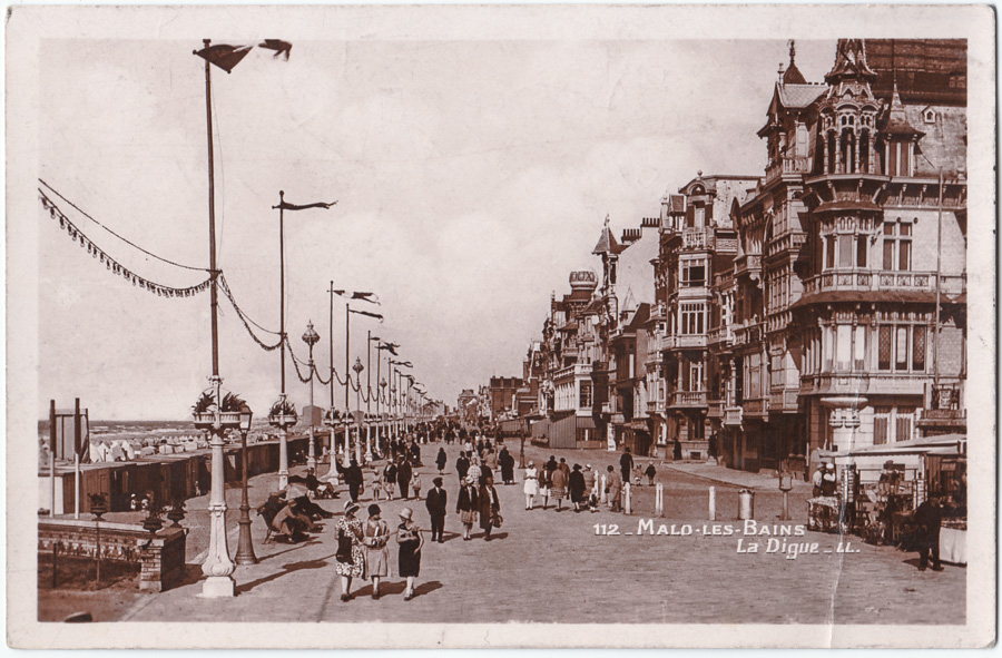 112 - Malo-LES-BAINS - La Digue - LL., cachet de la poste 1933