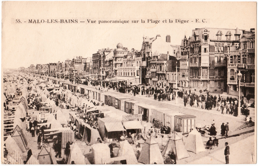 55. - MALO-LES-BAINS - Vue panoramique sur la Plage et la Digue - E.C.