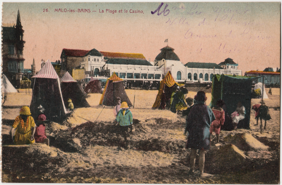 26. MALO-les-BAINS - La Plage et le Casino. Compagnie alsacienne des Arts Photomécaniques - Correspondance du 13 août 1924.