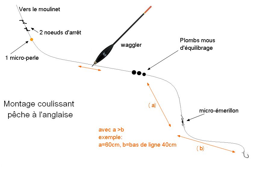 Montage coulissant pour la pêche à l'anglaise