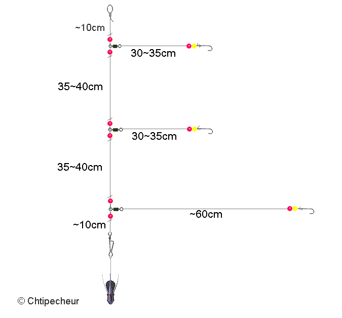 Montage surfcasting pour pêcher le merlan