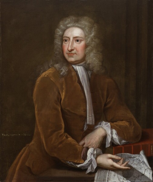 Le portrait d'Edmond Halley peint par Richard Phillips, avant 1721 - Source National Portrait Gallery London (Creativ Commons CC BY-NC-ND 3.0)