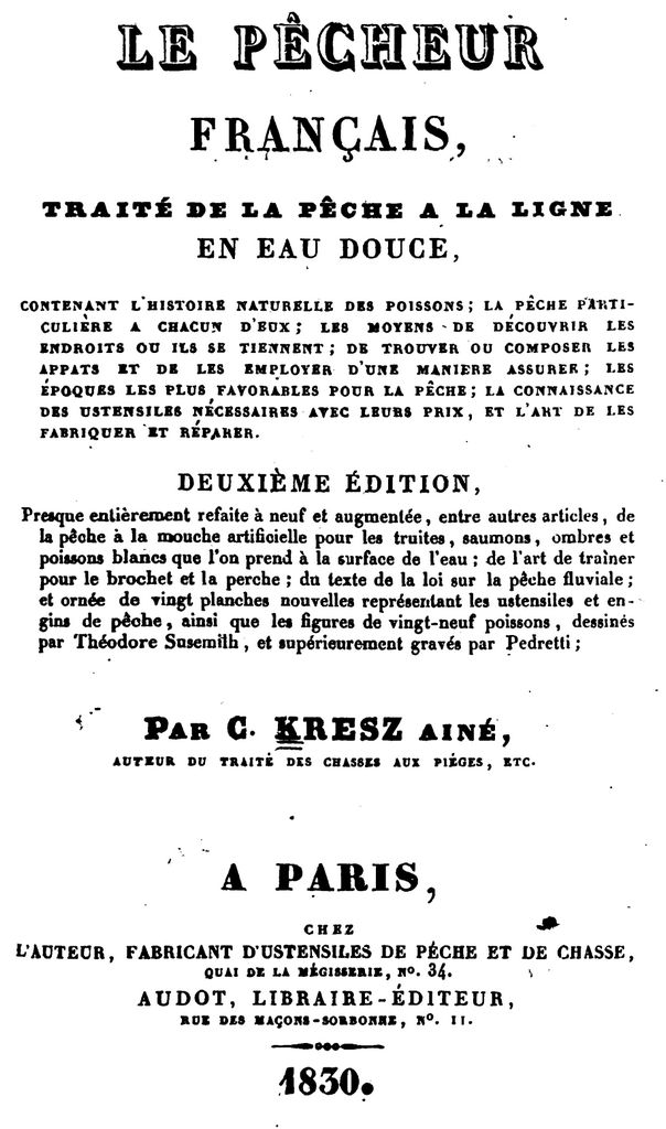 Le pêcheur Français - ouvrage datant de 1830