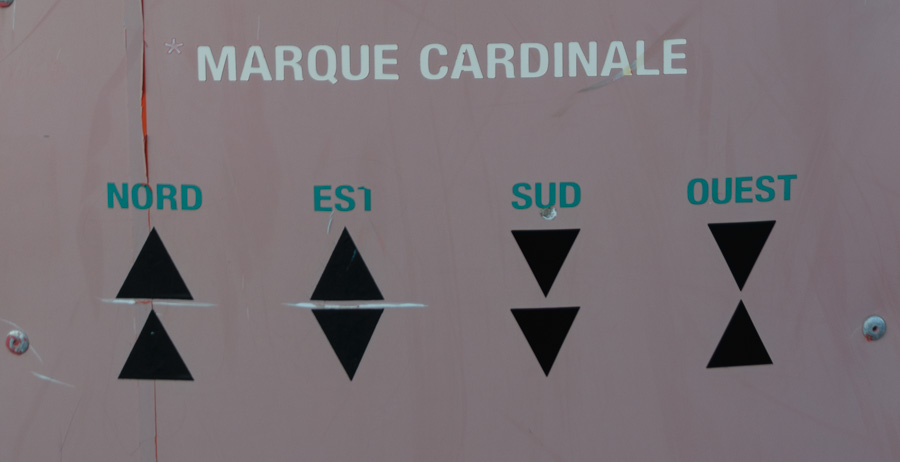 Les marques cardinales d'une bouée maritime