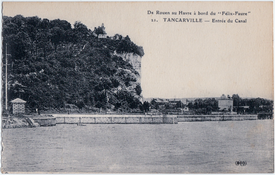 Carte postale ancienne : De Rouen au Havre à bord du "Félix-Faure". 21. TANCARVILLE - Entrée du canal. - Marcel Raitre (E+D)