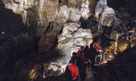 Dans la grotte de Han, les visiteurs en file indienne, 2016